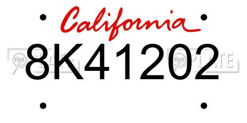 8K41202 California License Plate