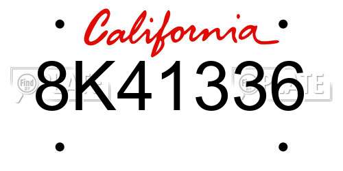8K41336 California License Plate