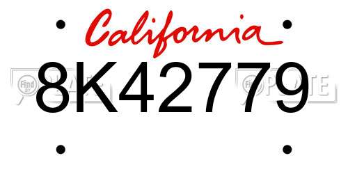 8K42779 California License Plate