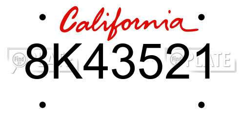 8K43521 California License Plate