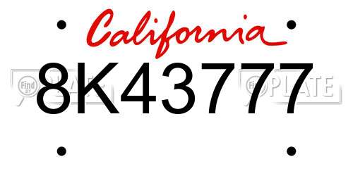 8K43777 California License Plate
