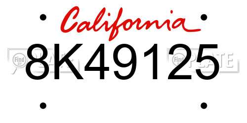 8K49125 California License Plate