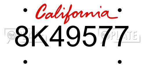 8K49577 California License Plate