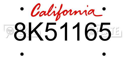 8K51165 California License Plate