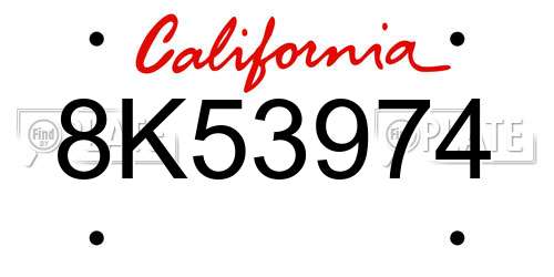 8K53974 California License Plate