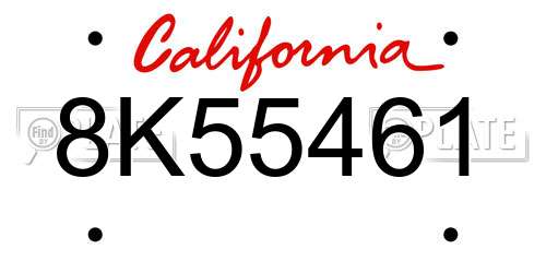 8K55461 California License Plate