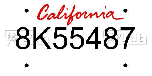 8K55487 California License Plate