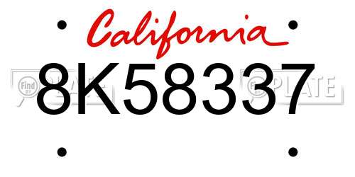 8K58337 California License Plate