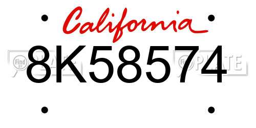 8K58574 California License Plate