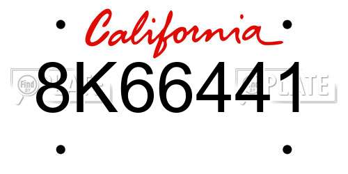 8K66441 California License Plate