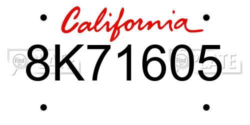 8K71605 California License Plate
