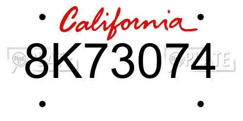 8K73074 California License Plate