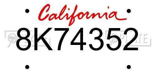 8K74352 California License Plate