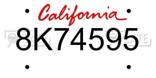 8K74595 California License Plate