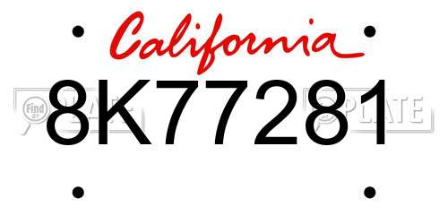 8K77281 California License Plate