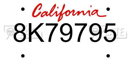 8K79795 California License Plate