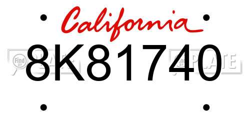 8K81740 California License Plate