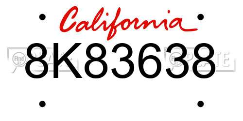 8K83638 California License Plate
