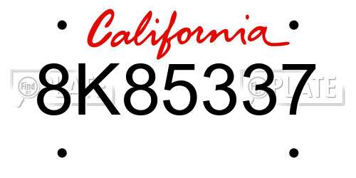 8K85337 California License Plate