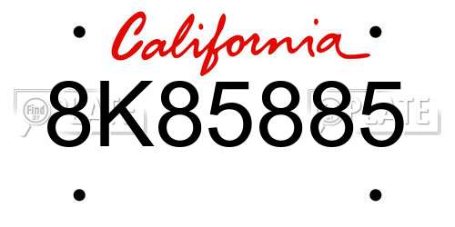 8K85885 California License Plate