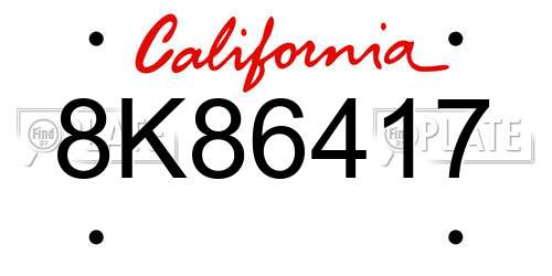 8K86417 California License Plate