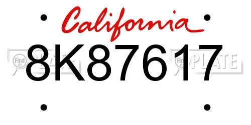 8K87617 California License Plate