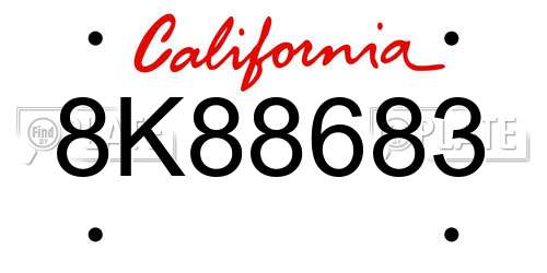 8K88683 California License Plate