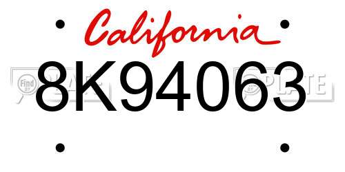 8K94063 California License Plate