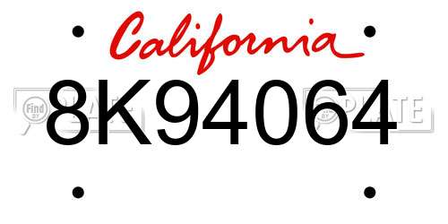 8K94064 California License Plate