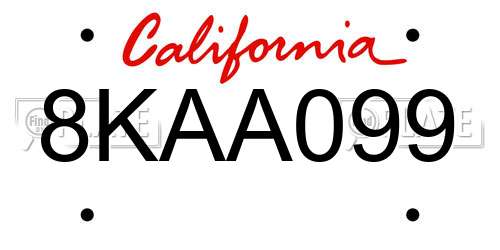 8KAA099 California License Plate