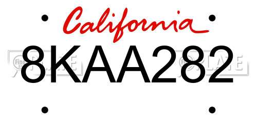 8KAA282 California License Plate
