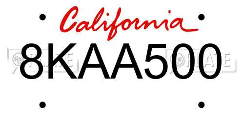 8KAA500 California License Plate