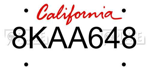 8KAA648 California License Plate
