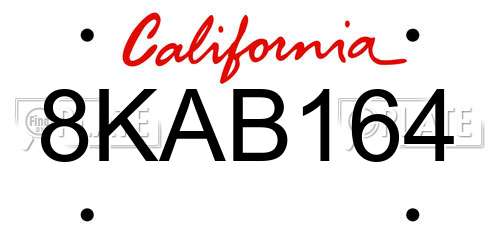 8KAB164 California License Plate