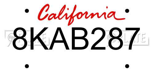 8KAB287 California License Plate