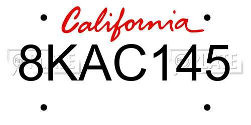8KAC145 California License Plate