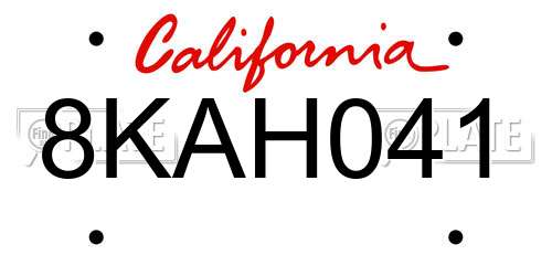 8KAH041 California License Plate