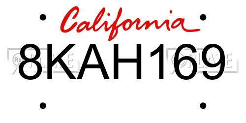 8KAH169 California License Plate