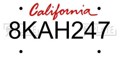 8KAH247 California License Plate