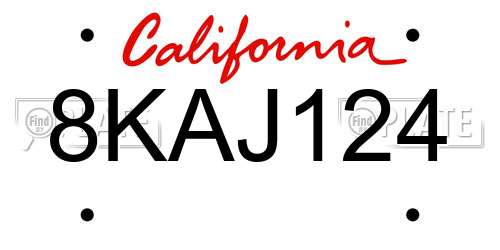 8KAJ124 California License Plate