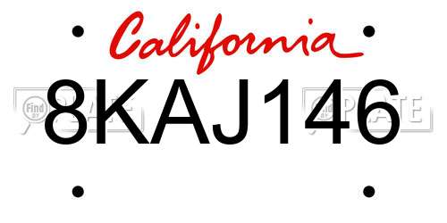 8KAJ146 California License Plate
