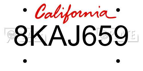 8KAJ659 California License Plate