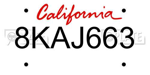 8KAJ663 California License Plate