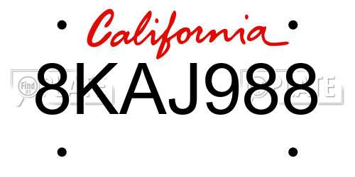 8KAJ988 California License Plate