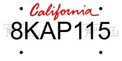 8KAP115 California License Plate