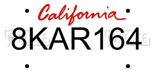 8KAR164 California License Plate