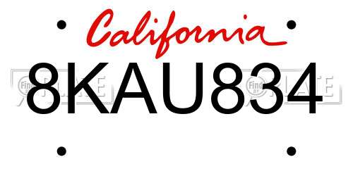 8KAU834 California License Plate
