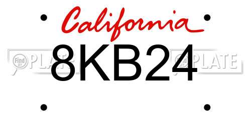 8KB24 California License Plate