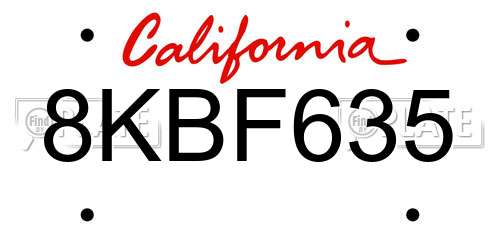 8KBF635 California License Plate