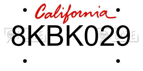 8KBK029 California License Plate